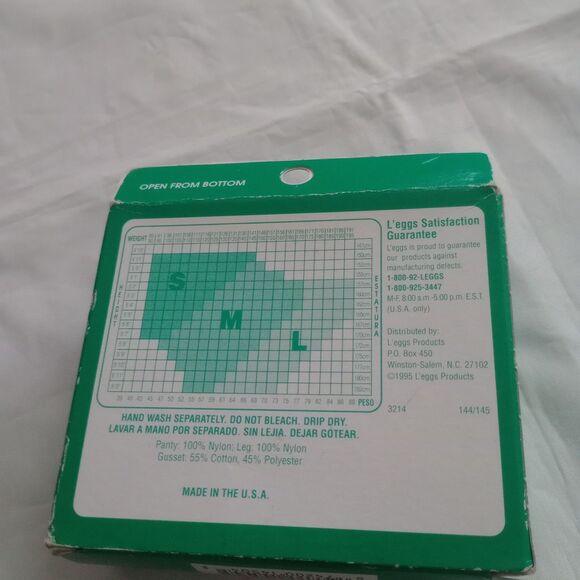 NOS White Leggs Everyday Size L Sheer Toe White Pantyhose Stockings - Picture 4 of 5